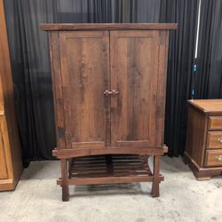 Mission Dark Brown Wood Media Cabinet with Slatted Shelf