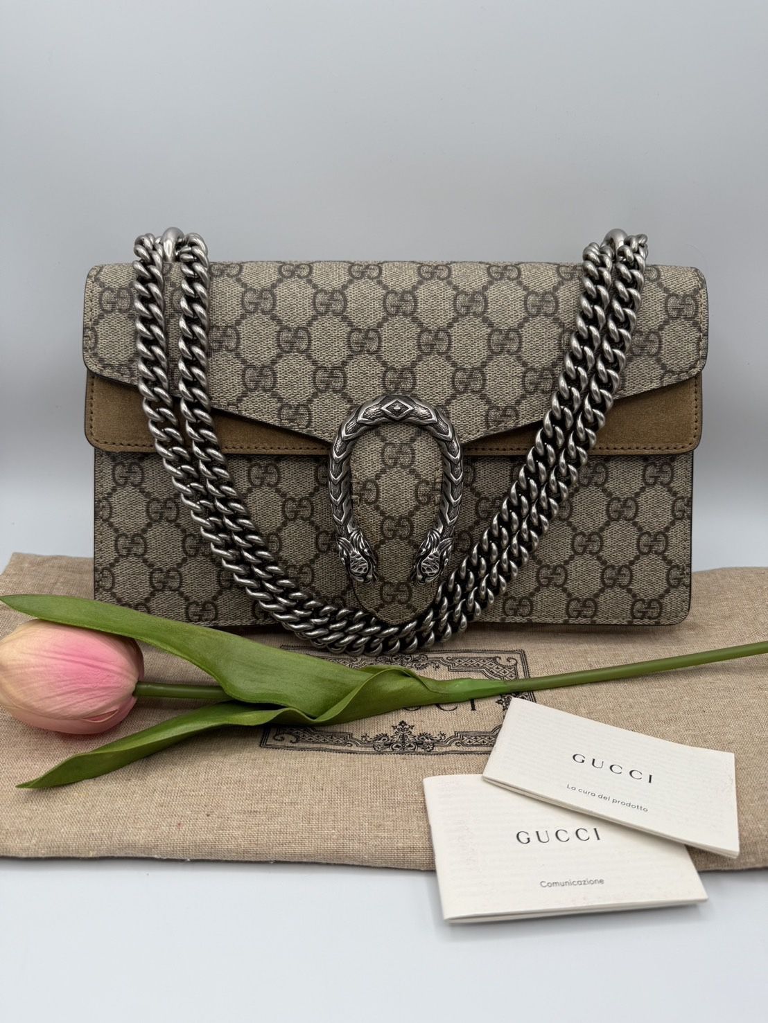 Authentic Gucci GG Supreme Dionysus Medium Shoulder Bag Check More Picture 