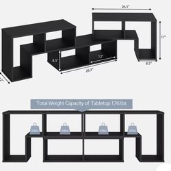 3 Pieces TV Console Stand Modern Entertainment Center Storage Bookcase Black