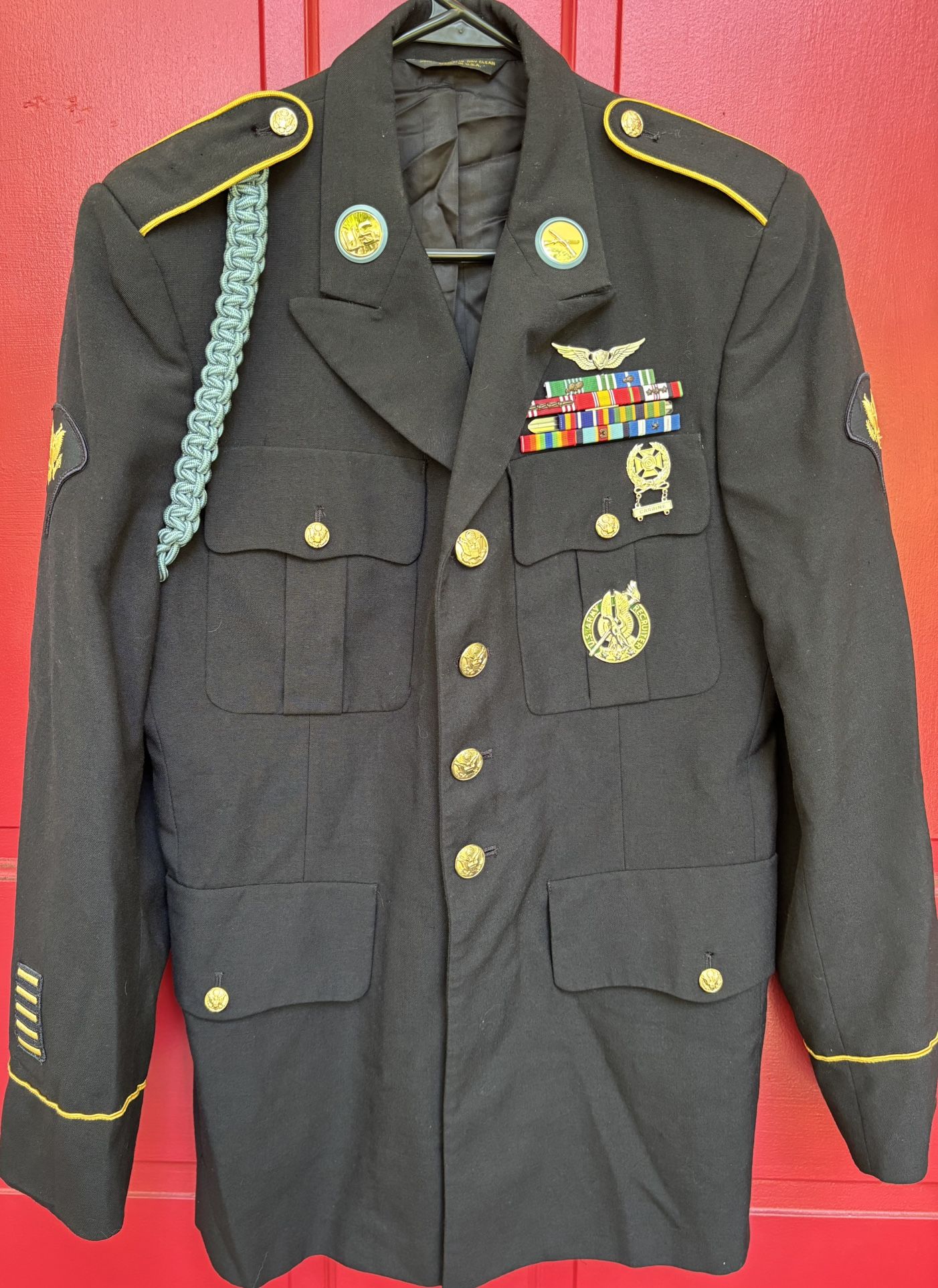US Army Service Uniform ASU Dress Blue 450 Coat Jacket Military Enlisted, size 38 R