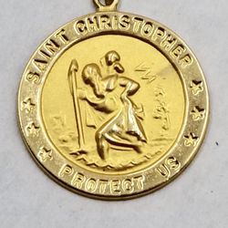 Solid 14k St. Christopher Pendant 