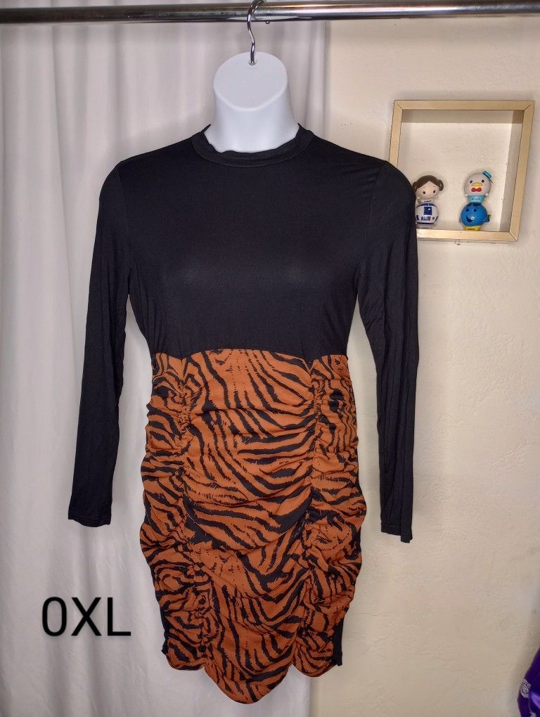 Zebra Print Rushed Dress Plus Size (0XL) $5