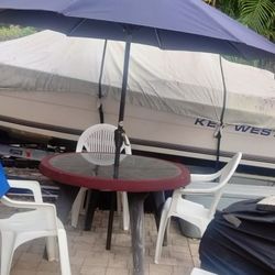 Round Table 8.5ft Umbrella And Chairs Pool Deck Patio Porch Balcony Yard Porch  Sun Shade 🏖️