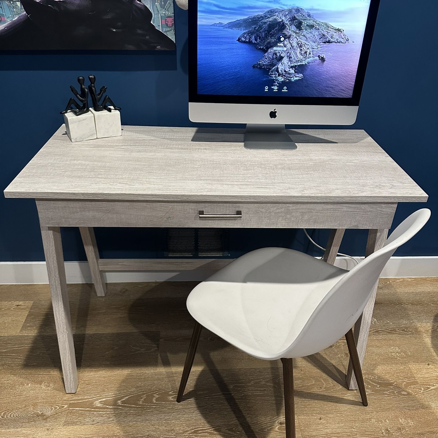 White Wooden Desk With Chair 