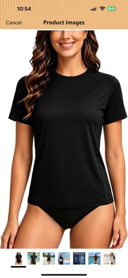 SOISAI Swim Shirts for Woman: Short Sleeve UPF 50+ Rash Guard Quick Dry Shirts UV Sun Protection Shirts Black medium  À