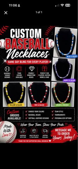 BASEBALL BLING NECKLACE & BRACELETS