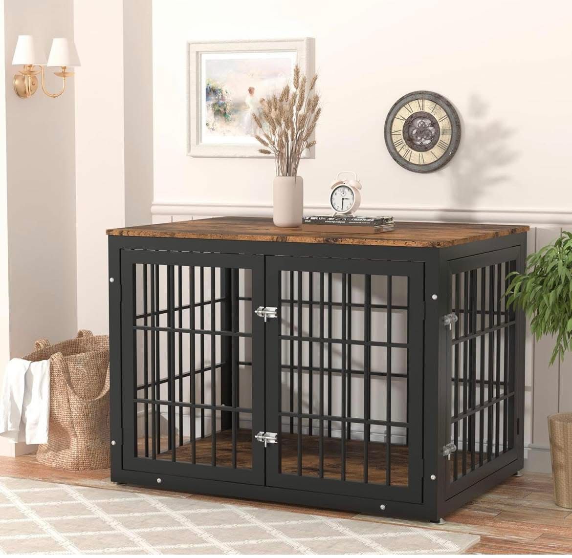 Heavy Duty Dog Crate Furniture for Large and Medium Dogs, Decorative Pet House End Table, Wooden Cage Kennel Furniture Indoor