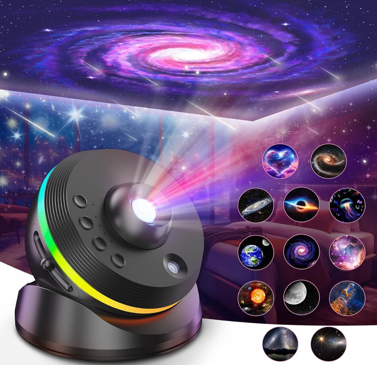 Meteor Galaxy Projector, 13 in 1 Planetarium Star Projector Galaxy Night Light with Realistic Star