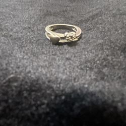 Two Hearts Silver Dimond Ring Costume Jewelry 