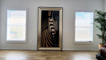 Large Zebra Art With Frame
