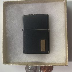 Vintage Zippo Black With Brass Plate RPG