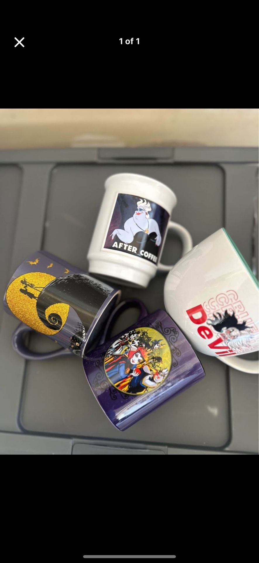 (4) Disney Villain mugs