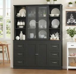 Black cabinetry, Hutch, Wine Bar, craft station