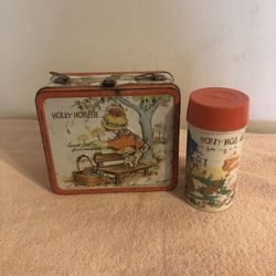 Vintage Aladdin Holly Hobbie Metal Lunchbox With Thermos No Handle On Lunchbox