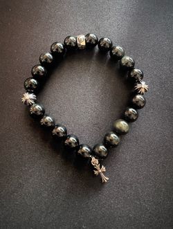 Chrome Hearts Style - Black Bead Bracelet