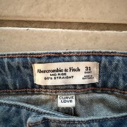 Straight Blue Embroidery Abercrombie Jean