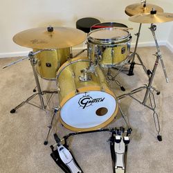 In Upland 91784. Gretsch Catalina Club Complete Drum Set 18 12 14 14 Zildjian A Sabian B8 pro Cymbals Stands new throne new double Pedal $600  cash 24