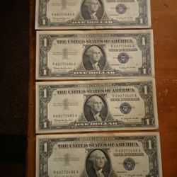 Billetes Selló Azul/Blue Seal Bills Consecutive Serial/Serie Numeral Consecutiva😎