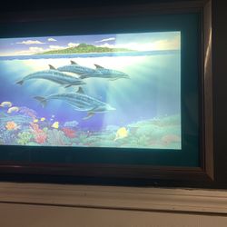 Illuminated Dolphin Picture Frame 28” x 19” 2 Available  $25 each Cash or E-pay RI Daily Deals Message for appt. https://offerup.com/redirect/?o=aHR0c