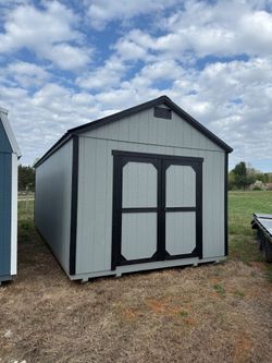 REPO 12x24 A-Frame Shed – Gray, Wide Double Doors