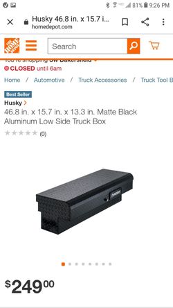 Husky 46.8 in. x 15.7 in. x 13.3 in. Aluminum Low Side Truck Box Husky 46.8 in. x 15.7 in. x 13.3 in. Aluminum Low Side Truck Box