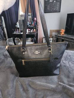 Coach Black Leather Tote Bag
