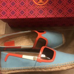 Tory Burch Jewel Oasis Sunny Espadrille Canvas Flats 