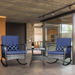 3pc Rocking Chair Set With Side Table 