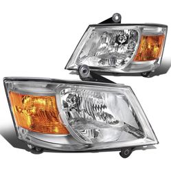 Chrome Amber Headlights Replacement For 08-10 Grand Caravan