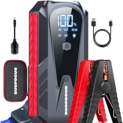 Car Battery Jump Starter, Jumper Starter Portable 3000A(for 9.0L Gas or 8.0L Diesel Engine),12V Lithium Jump Box Booster Power Pack LED Light