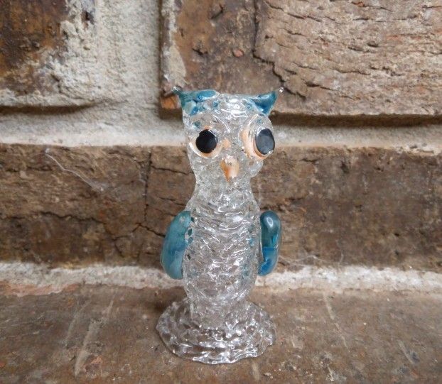 Vintage Small Blown Glass Owl Figurine
