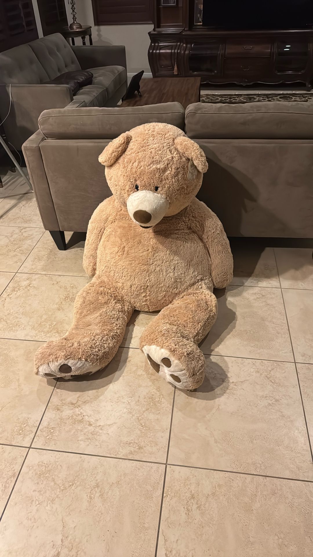 Tezituor 52in Giant Teddy Bear Stuffed Animal, Light-Brown Big Teddy Bear Plush for Girlfriend, Kids, Life Size Large Teddy Bear Gift for Valentine’s