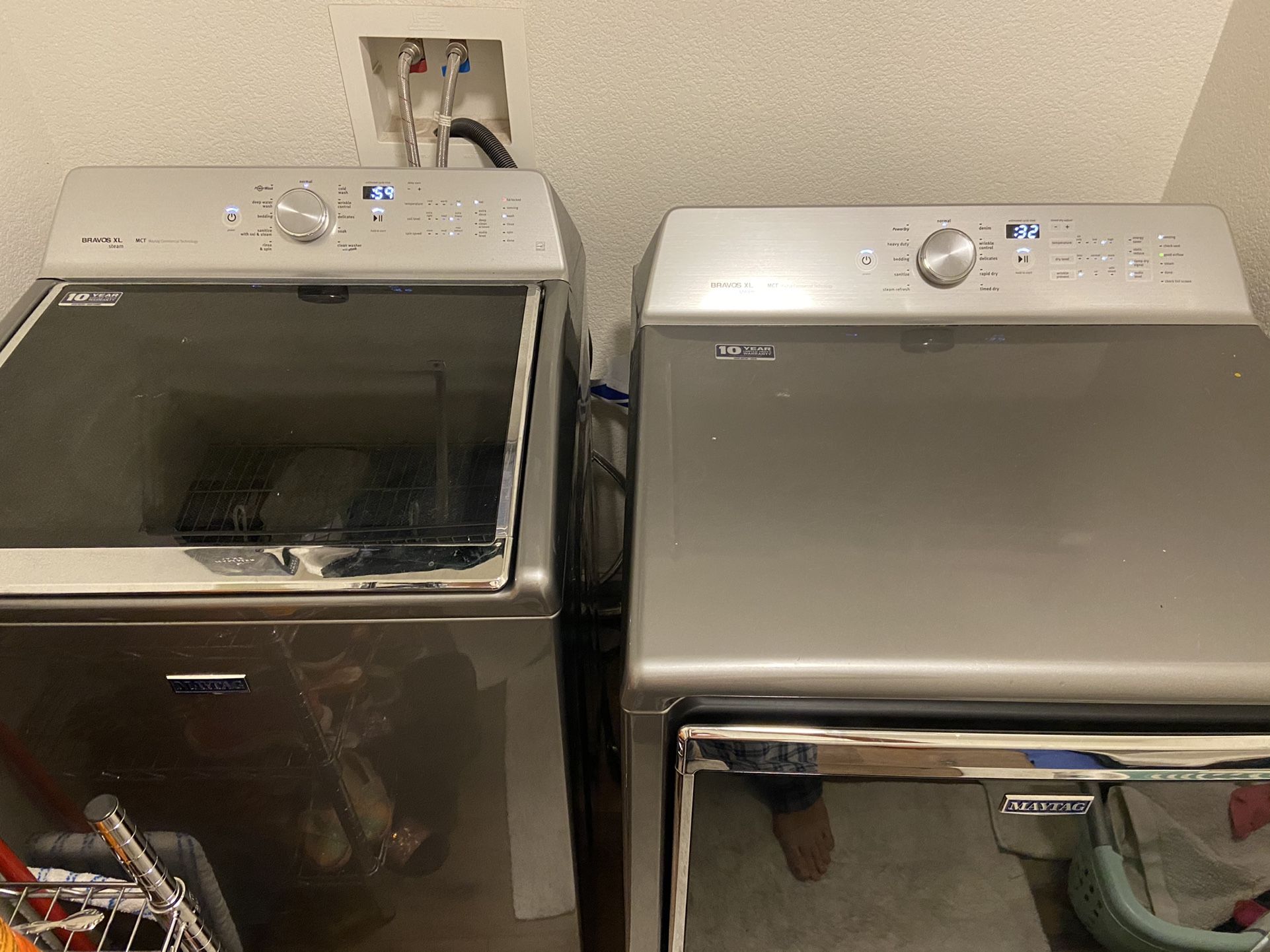 Maytag Bravos XL Steam Washer & Dryer Grey Color