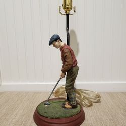 VTG MICHAEL GARMAN "Knickers" Golfer Sculpture/Hand Painted Lamp (10.5"Golfer /16" Lamp) 