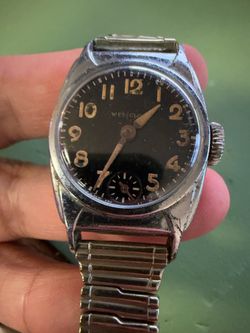 Vintage Westclox Mechanical Wristwatch Black Military Style Dial Sub Second RUN