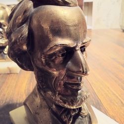 VTG 1950's #4 Brass or Brass Tone Abe Lincoln Bookends 