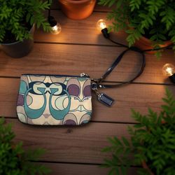 authentic Coach Ashley Scarf Print Small Wristlet.