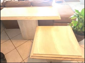 Italian 🪨 Italian Travertine Console Table + Matching Side Table – Baer's Furniture | Made in It