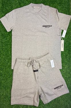 Grey essentials tee shirt and shorts