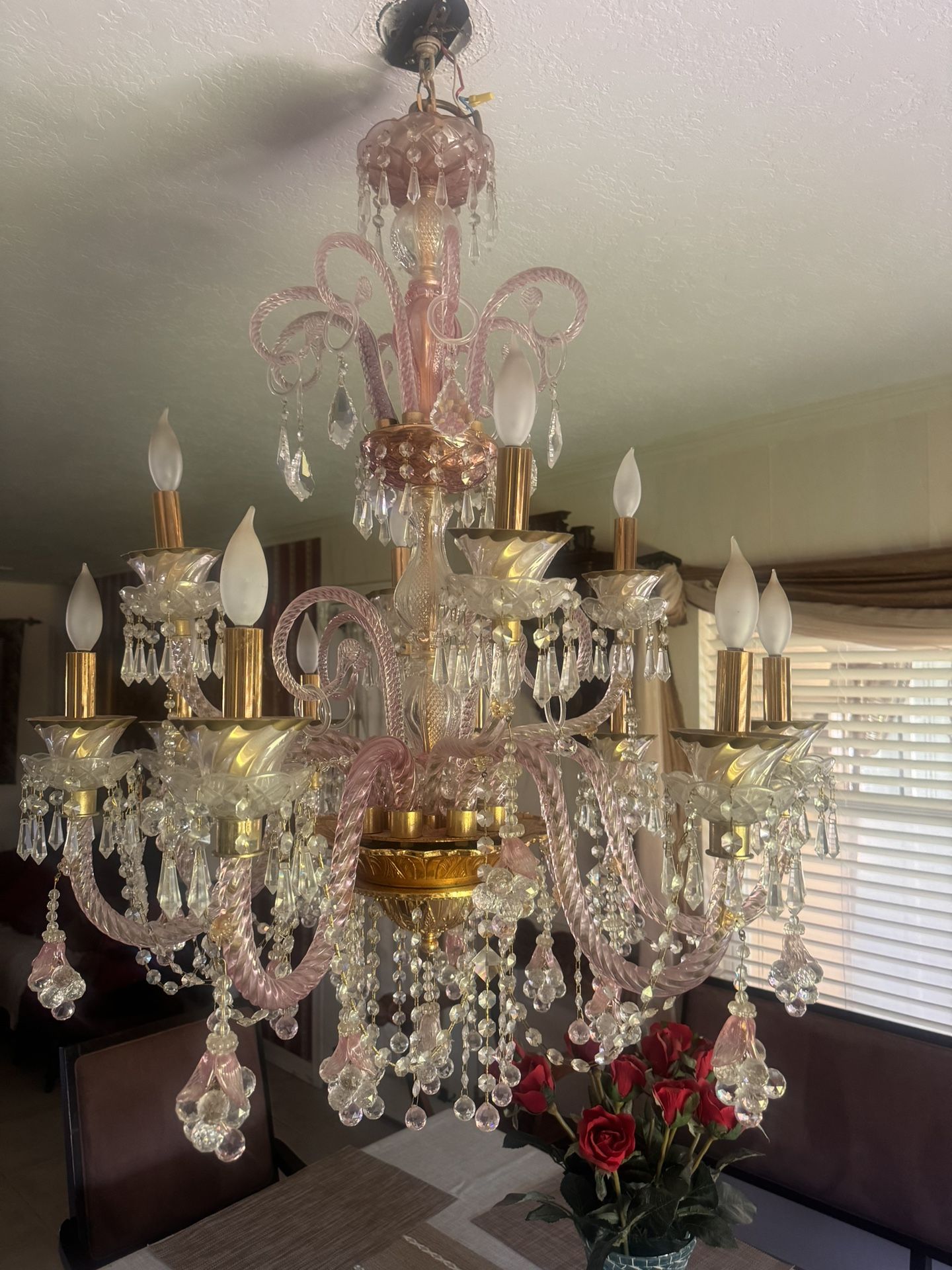 12 Light Swarovski pink Chandelier Reator $ 3995.00