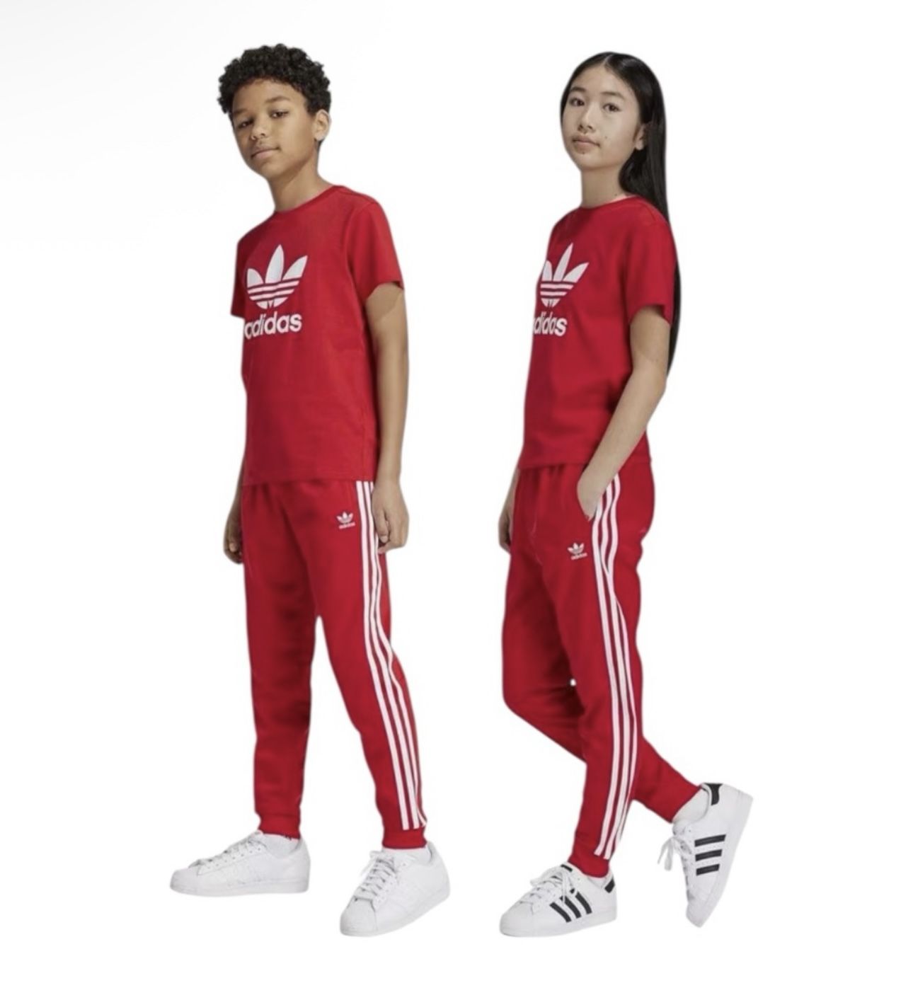 Adidas Bundle of 2 Red and Blue Sweatpants with Signature Stripes 14/16 GUC