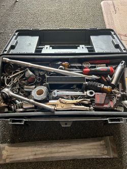 Large Toolbox Loaded with Assorted Hand Tools – Sockets, Ratchets, Wrenches & More