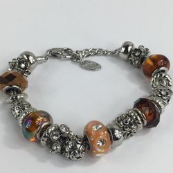 VINTAGE TO NOW SILVER TONE SLIDE BEAD CHARM BRACELET   ESTATE FIND JEWELRY 