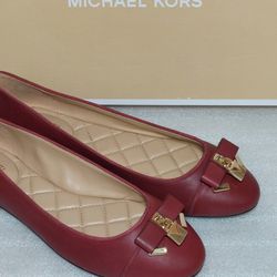 MICHAEL KORS designer flats. New. Dark Red. Size 7.5 women's shoes Slip ons