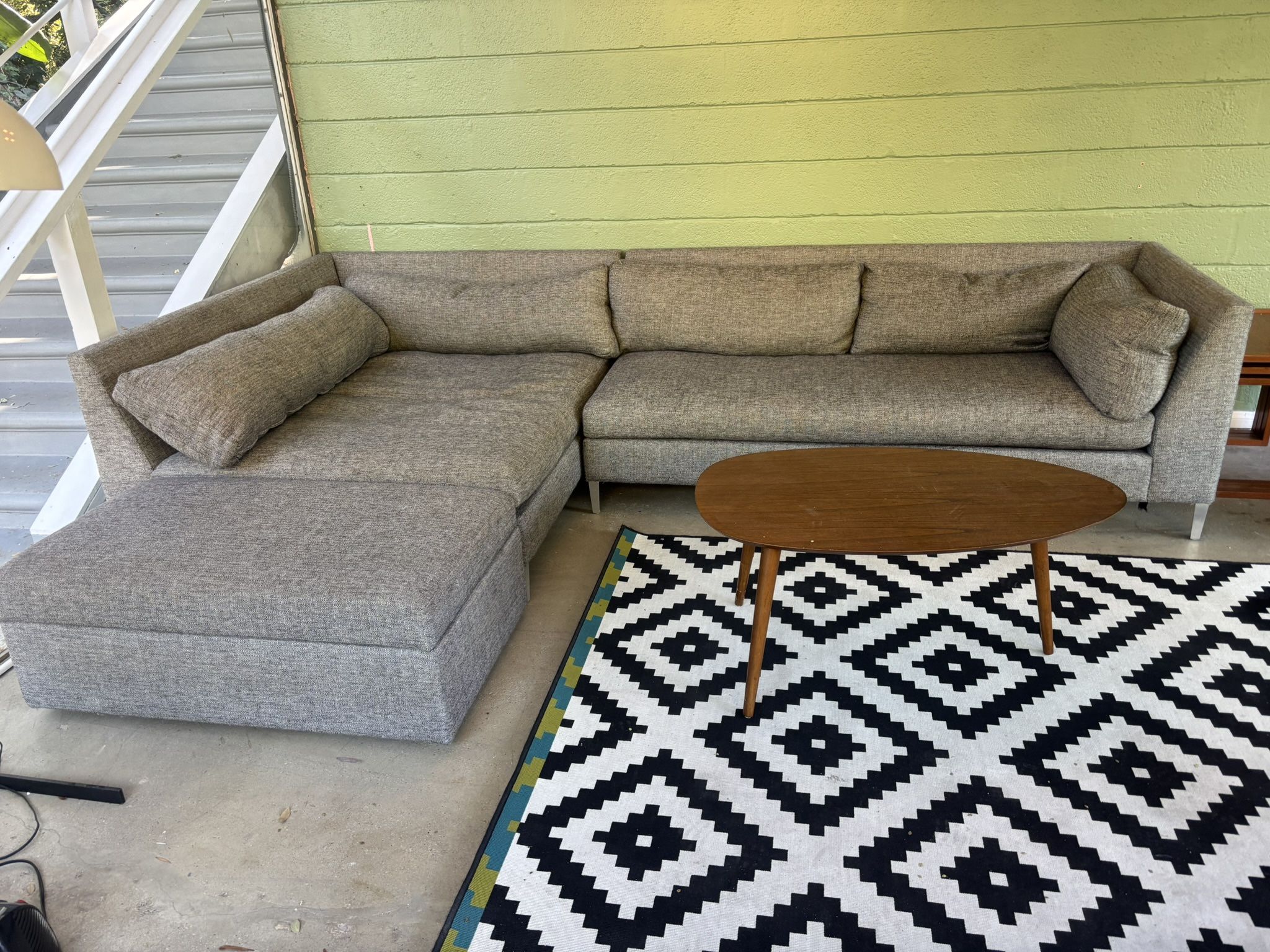  Grey CB2 Sectional Sofa W Ottoman