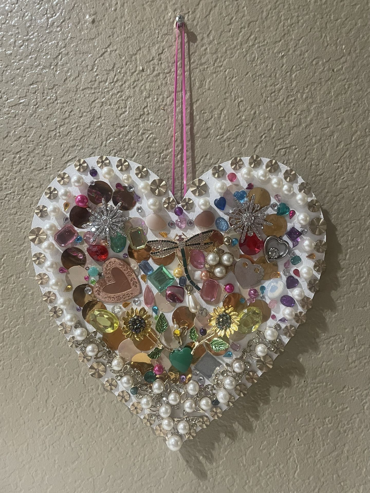 OOAK Valentine Heart Dragonfly Brooches Decor WITH Costume Jewelry Beads Rhinestone