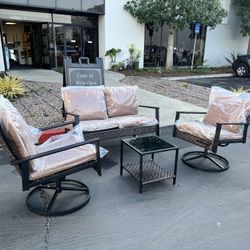 New Assembled Outdoor Swivel Rocking Chairs Set with Loveseat, Garden Conversation Bistro Sets