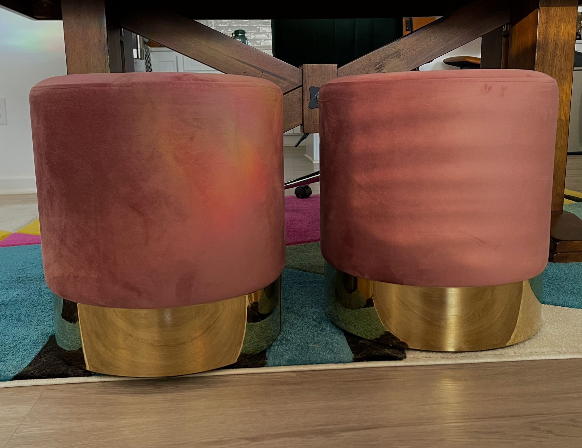 velvet / metal ottoman stools