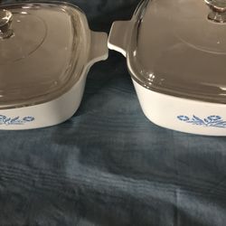 Rare Vintage Corning Ware Blue Cornflower Casserole Dishes