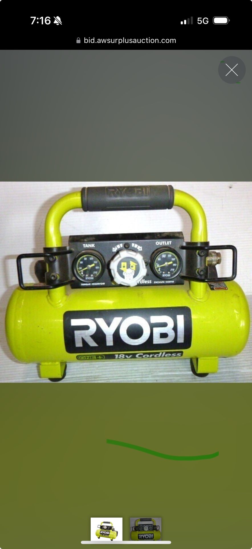 Ryobi Battery Powered Air Compressor
